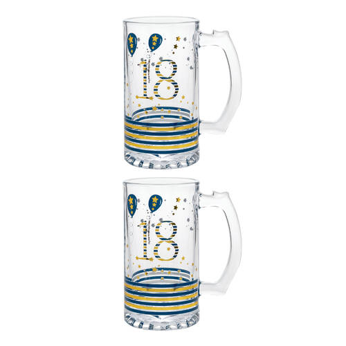 2PK Gibson Gifts Rush 18th Birthday Tankard R Beer Mug w/ Handle