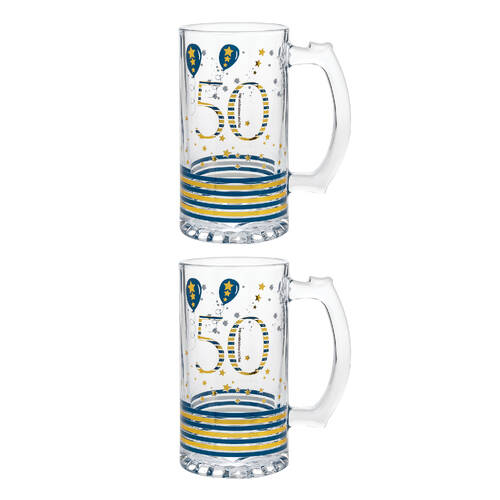 2PK Gibson Gifts Rush 50th Birthday Tankard R Beer Mug w/ Handle