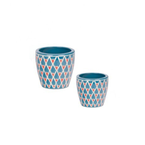 2pc Pot Planter 16/12.7cm Plant Storage Container - Heart Blue