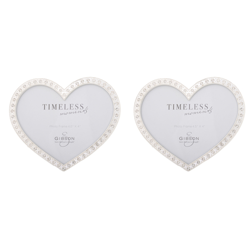 2PK Gibson Gifts Diamond Heart 5x4'' Photo Frame Home Decor Silver