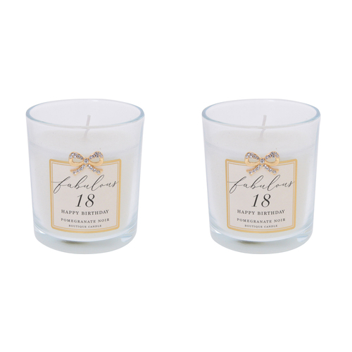 2PK Gibson Gifts Jewelled Scented Candle Pomegranate Noir Scent - 18th Birthday