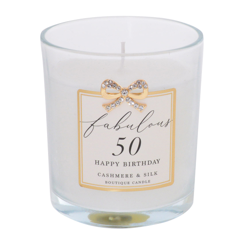 Gibson Gifts Jewelled Scented Candle Cashmere/Silk Scent - 50th Birthday