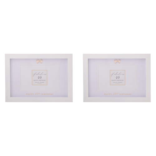 2PK Gibson Gifts Jewelled 40th Picture/Photo Frame 6x4" Rectangle