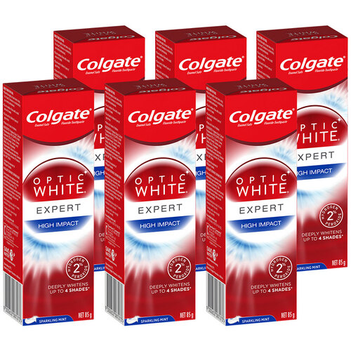 6x Colgate 85g Optic White Tooth Paste - High Impact
