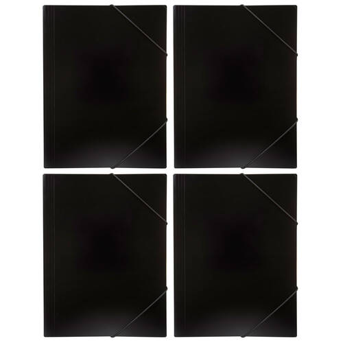 4PK Marbig A4 Document Wallet Brights - Black