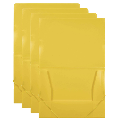 4PK Marbig Document A4 File Organiser w/ Elastic - Yellow