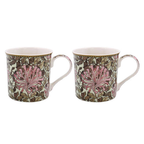 2pc Gibson Gifts Honeysuckle Floral Coffee Mug Set