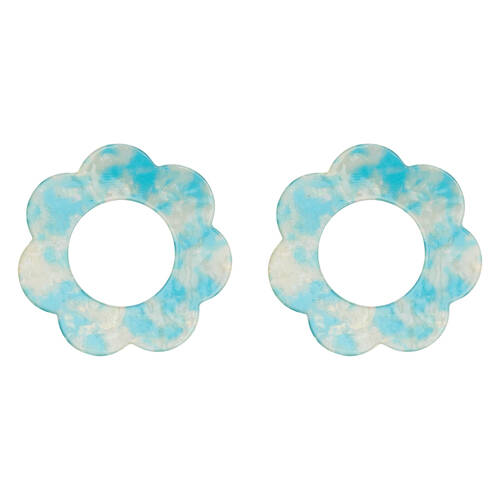 8pc Annabel Trends Napkin Rings Scallop Edge 6cm - Blue Cloud