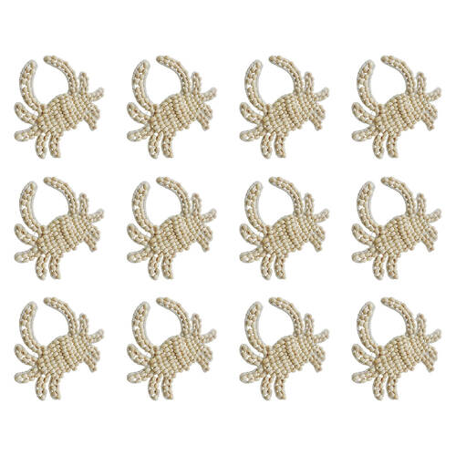 12PK Annabel Trends Napkin Ring Seaside Crab 12x8cm - White