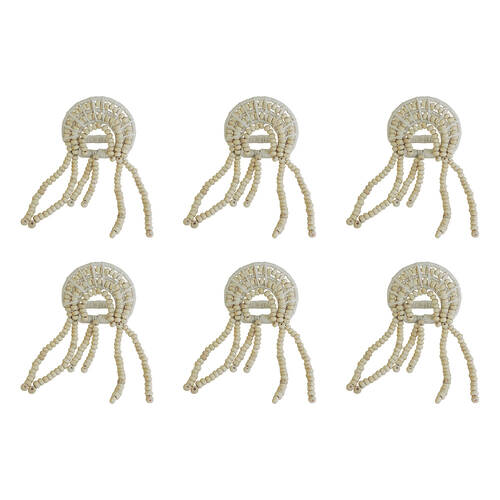 6PK Annabel Trends Napkin Ring Seaside Jellyfish 12x8cm - White