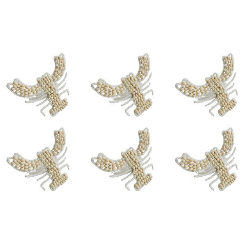 6PK Annabel Trends Napkin Ring Seaside Lobster 12x8cm - White