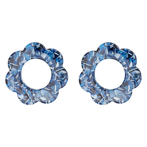8pc Annabel Trends Napkin Rings Scallop Edge 6cm - Navy Speckle