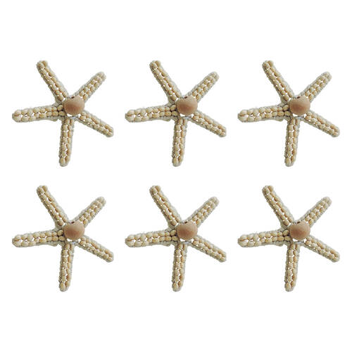 6PK Annabel Trends Napkin Ring Seaside Starfish 12x8cm - White