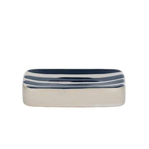 Casa Regalo 12.5cm Ceramic Soap Dish Tray White & Navy Nautical