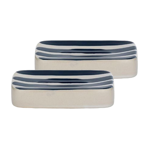 2PK Casa Regalo 12.5cm Ceramic Soap Dish Tray White & Navy Nautical