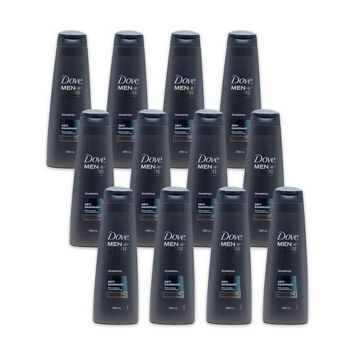 12PK Dove Men Care Anti Dandruff Shampoo 300ml w/ Caffeine & Pyrithione Zinc