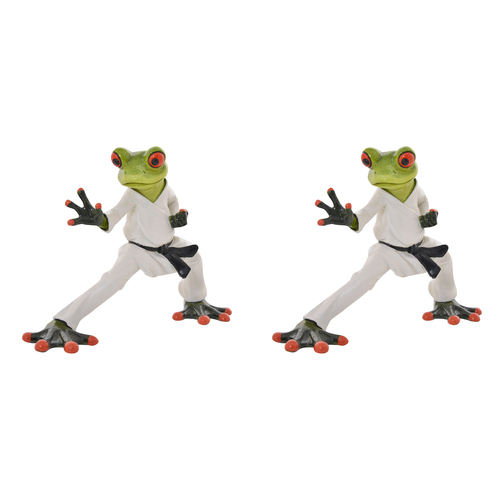 2PK Gibson Gifts Funny Frog Karate Figurine Home Decor 18x12cm