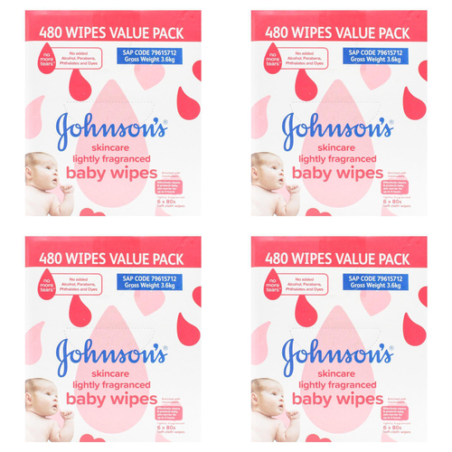 1920pc Johnsons Soft Cloth Baby Wipes Lightly Fragranced