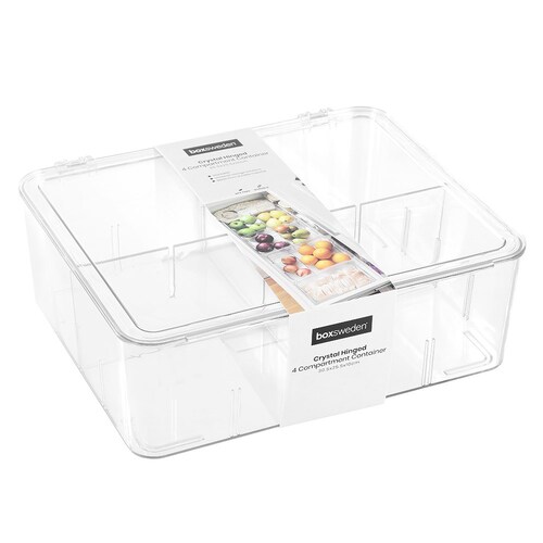 Boxsweden 30.5x25.5x10cm Crystal Hinged 4 Compartment Container