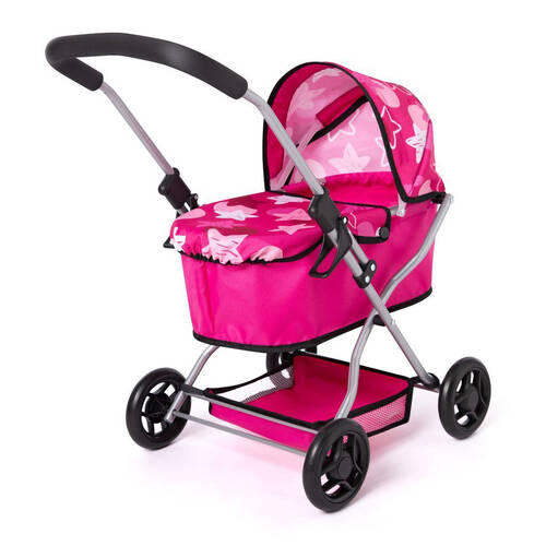 Bayer Go Petite Doll Push Pram Pretend Play Kids Stroller Pink & Black