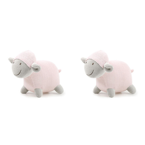 2PK The Peanutshell Knitted Lamb Plush Stuffed Animal Toy 35cm Pink 0+