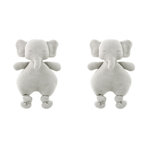 2PK The Peanutshell Knitted Elephant Plush Stuffed Animal Toy 30cm Grey 0+