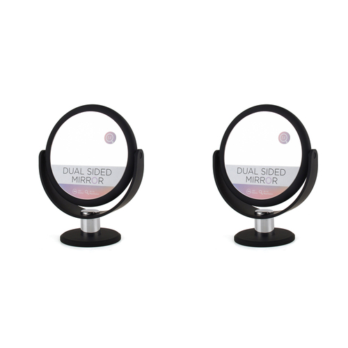 2PK Gibson Gifts Vanity Magnification Mirror Dual Sided Round Black