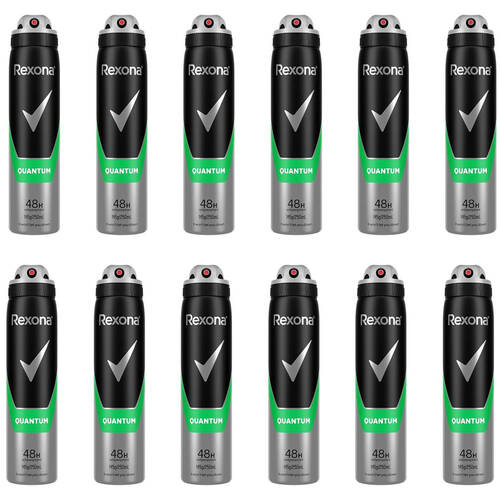 12PK Rexona Men 48hr Anti-Perspirant Deodorant Body Spray 250ml Quantum