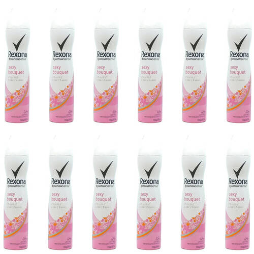 12PK Rexona Women Anti-Perspirant Underarm Deodorant Body Spray 250ml Bouquet