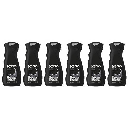 6PK Lynx Black 400ml Shower Gel Just Chill Fragrance Scent Bath Skin Care