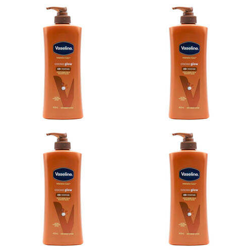 4PK Vaseline Intensive Care Cocoa Glow 48h Moisture Body Lotion 400ml