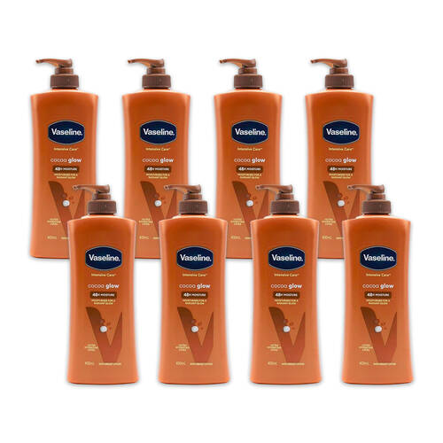 8PK Vaseline Intensive Care Cocoa Glow 48h Moisture Body Lotion 400ml