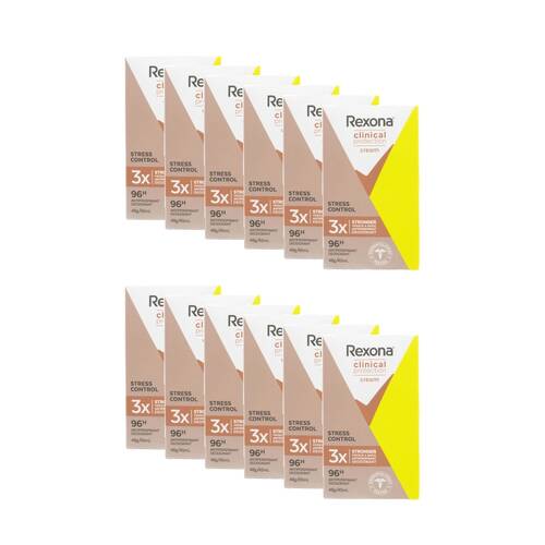 12PK Rexona Antiperspirant Deodorant Cream Clinical Protection 96Hr Protect 45ml