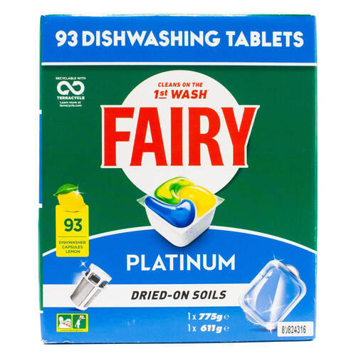 93pc Fairy Dishwashing Tablet Platinum Lemon Dishwawsher Cleaning