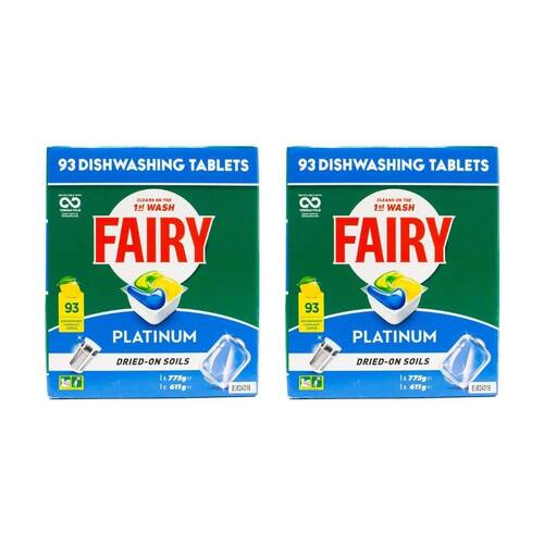2x 93pc Fairy Dishwashing Tablet Platinum Lemon Dishwawsher Cleaning