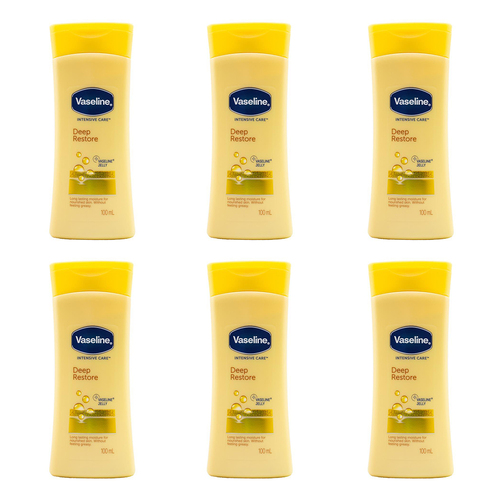6PK Vaseline 100ml Intensive Care Deep Restore For Dry Skin