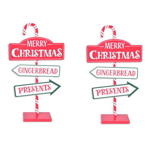 2PK Gibson Gifts Merry Christmas Decoration Tabletop Sign Post 120x290x570mm