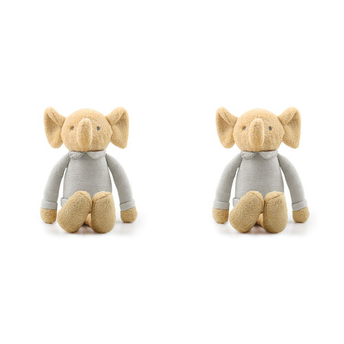 2PK The Peanutshell Elephant Plush Knitted Stuffed Animal Toy 35cm Brown 0+