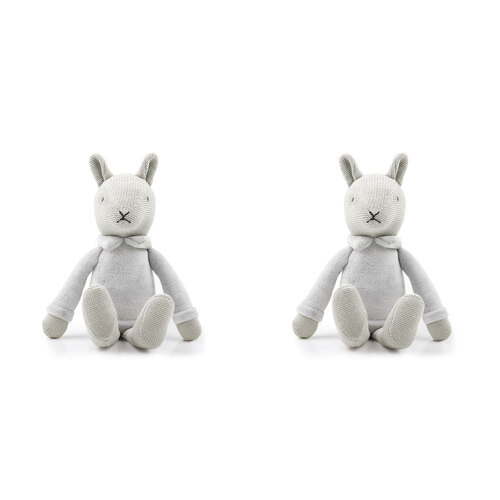 2PK The Peanutshell Bunny Plush Knitted Stuffed Animal Toy 35cm Grey 0+