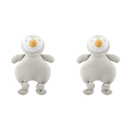 2PK The Peanutshell Knitted Penguin Plush Stuffed Animal Toy 30cm Grey 0+
