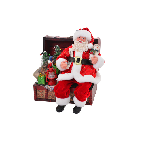 Gibson Gifts Classic Santa Treasure Chest Figurine Xmas Decor 22x20cm
