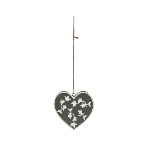 Amalfi 15cm Ambretta Hanging Heart Charm - Olive/Cream