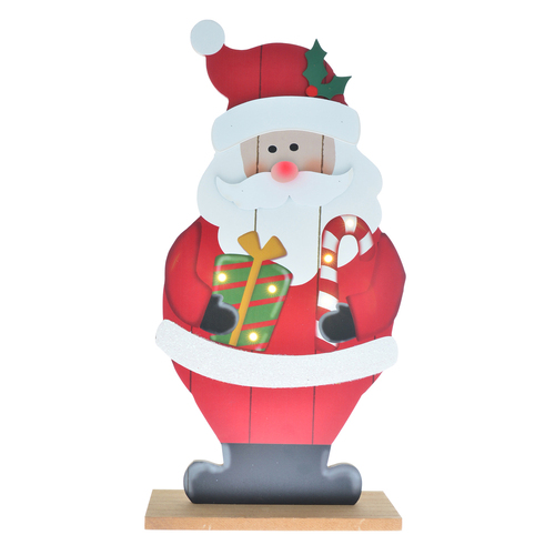 Gibson Gifts Wooden Xmas Vintage LED Santa Claus Home Decor 46x23cm