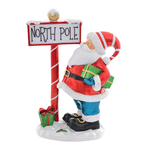 Gibson Gifts Polyresin Lustre Santa North Pole Small 27x16cm