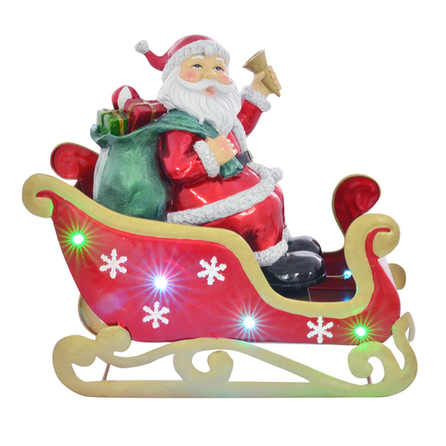 Gibson Gifts Lustre Xmas LED Sleigh & Santa Home Decor 32x30cm