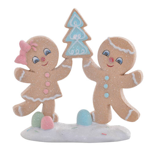 Gibson Gifts Fairy Floss Gingerbread Man & Woman Couple Christmas Decoration