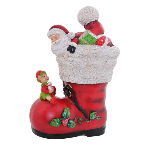 Gibson Gifts Santa In Stocking Christmas Decoration Figurine 90x140x210mm