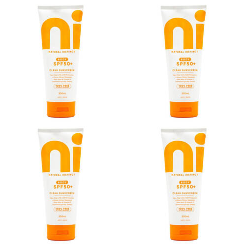 4PK Natural Instinct 200ml Clean Sunscreen Body Skin Protection Spf 50+