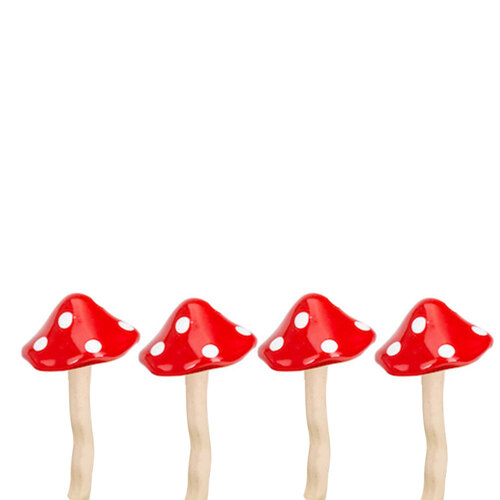 4x Ceramic 17.5cm Mushroom Ornament Garden Decor Small - Red