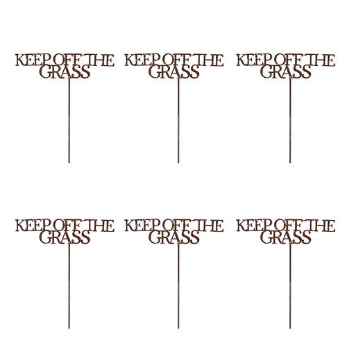 6PK A.FRESCO Metal Stake Keep Off The Grass Garden Decor 60cm - Rust